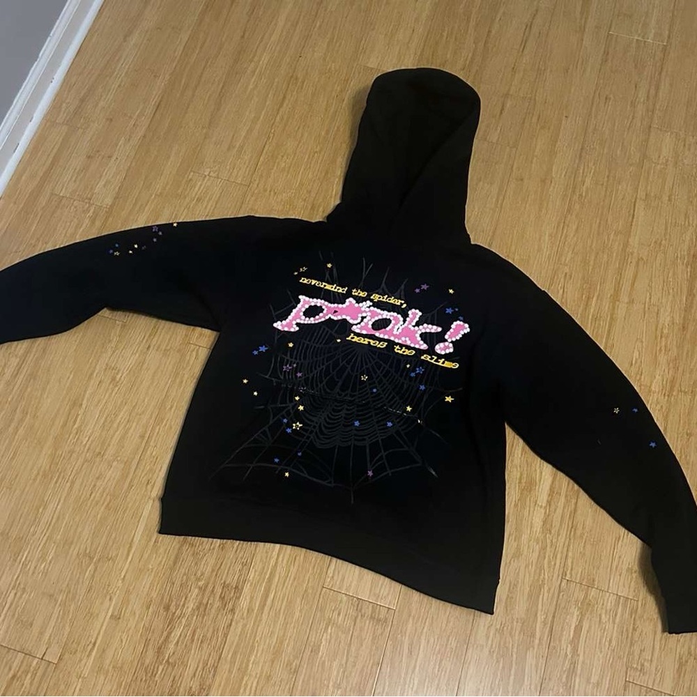Sp5der hoodie Pink worn once
